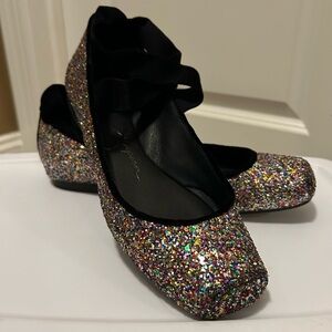 Jessica Simpson Cross Strap Glitter Ballet Flats